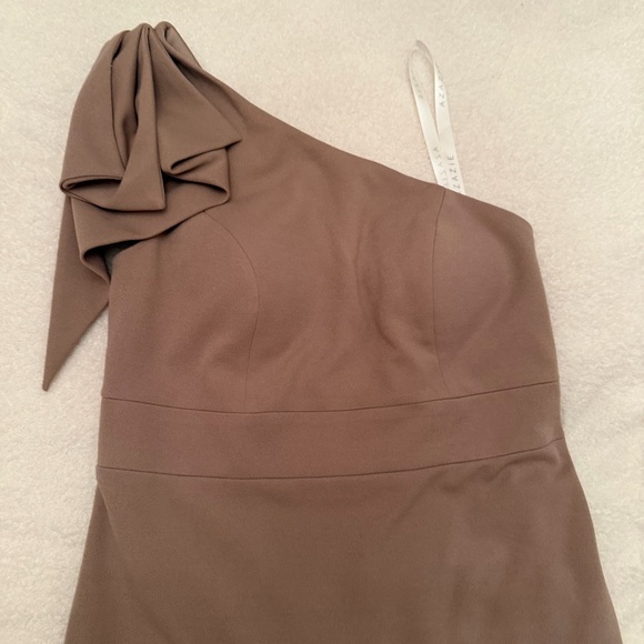 Azazie One Shoulder Tan Dress - Picture 2 of 15